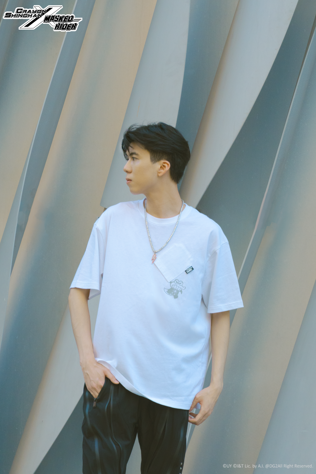 Crayon Shinchan x Masked Rider – Waniyama-san x Shocker Combatman Tee - White - DGSQUARED