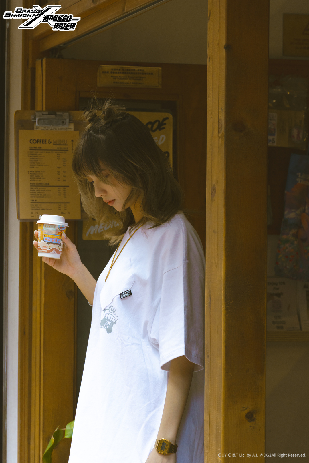 Crayon Shinchan x Masked Rider – Waniyama-san x Shocker Combatman Tee - White - DGSQUARED